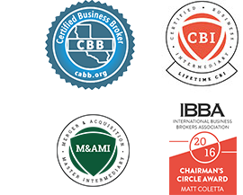 Certified Business Intermediary - International Business Brokers Association and Certified Business Broker - California Association of Business Brokers and M&A Source member and Chairmans circle award - IBBA