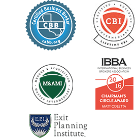 Certified Business Intermediary - International Business Brokers Association and Certified Business Broker - California Association of Business Brokers and M&A Source member and Chairmans circle award - IBBA