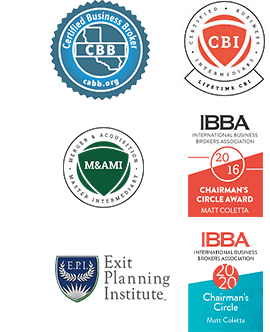Certified Business Intermediary - International Business Brokers Association and Certified Business Broker - California Association of Business Brokers and M&A Source member and Chairmans circle award - IBBA